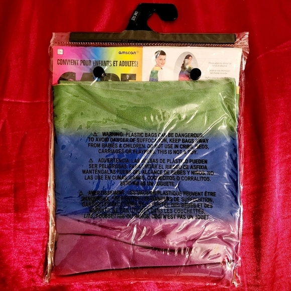 NWT Amscan Rainbow Stripe Cape One Size Kids & Adults Halloween Cosplay Pride - Picture 4 of 4